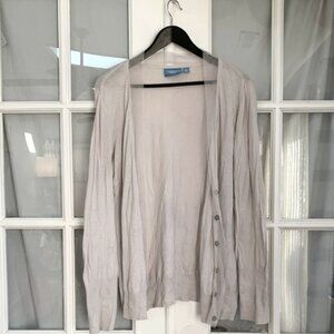 Simply Vera Vera Wang Button Down Tuile Detail Lightweight Cotton Cardigan